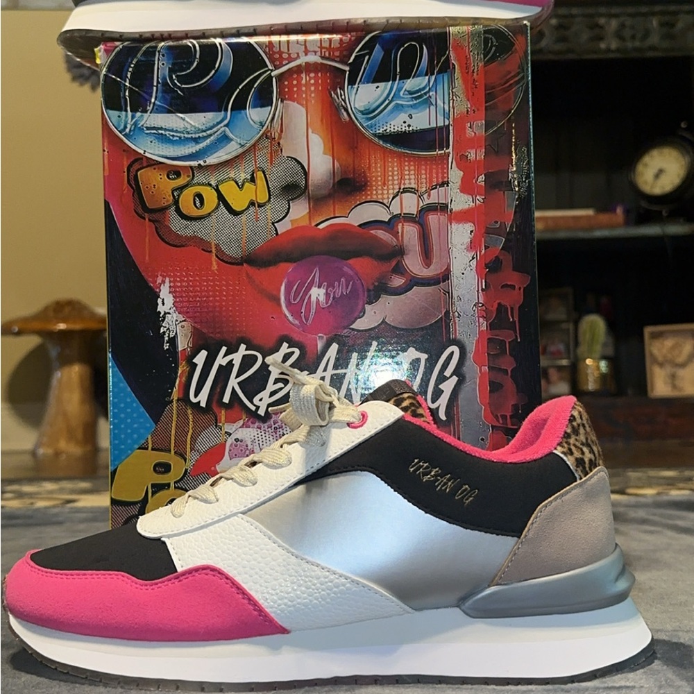 Stylish Pink and Black Sneakers